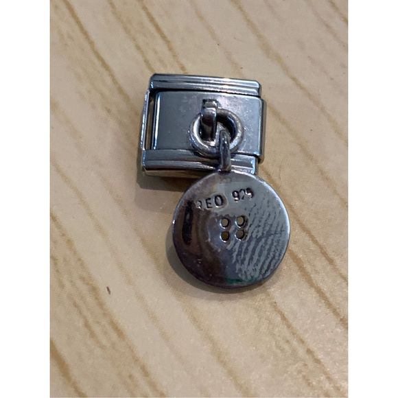 .925 Button Jewelry Charm dangling on Italian Charm #sew #button - Picture 2 of 3